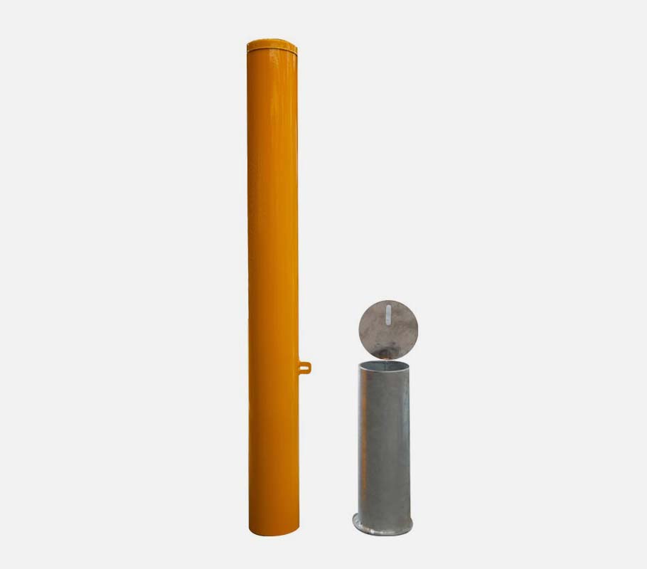 Yellow 90mm Surface Mount Lockable Bollards