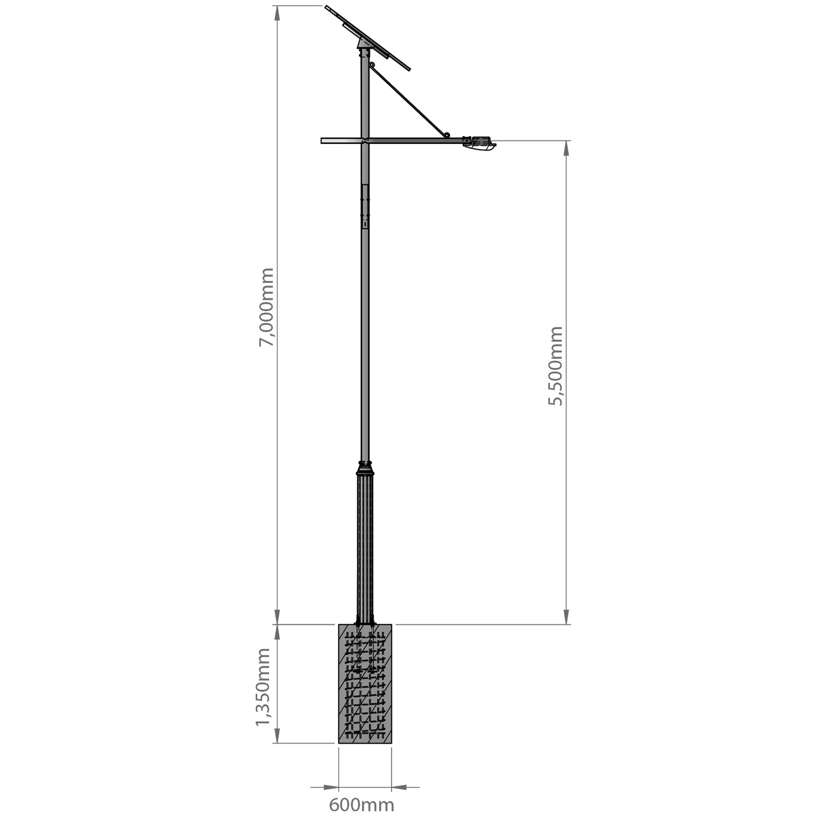 Solar Lights Pole technical drawing