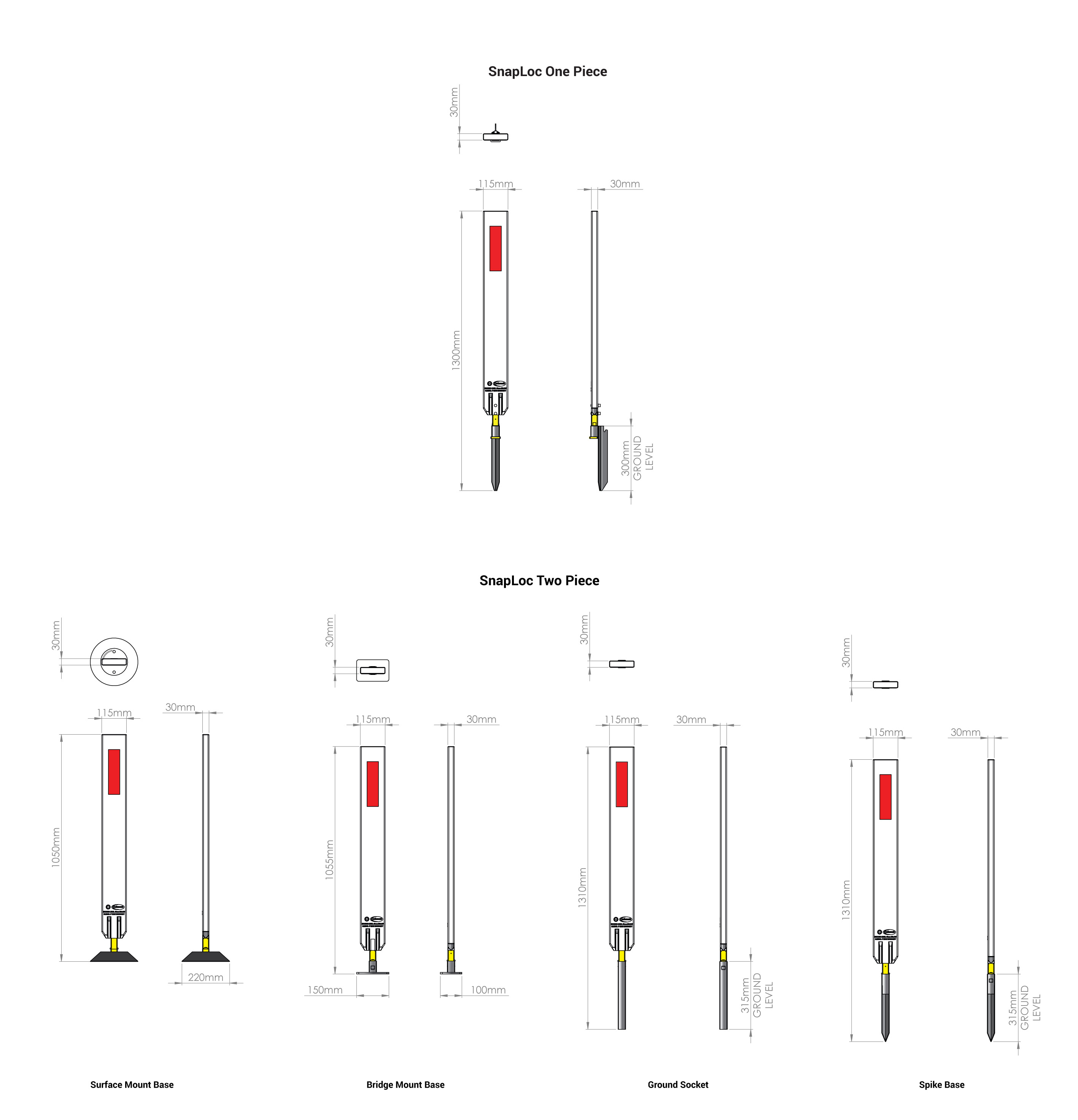 Snap Lock Guideposts Snaploc Guide Posts, Flexible Rubber Hinge Post - Saferoads