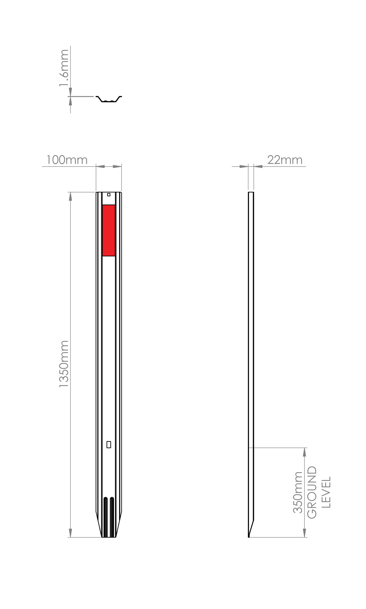 SupaSteel Guide Post Technical drawing